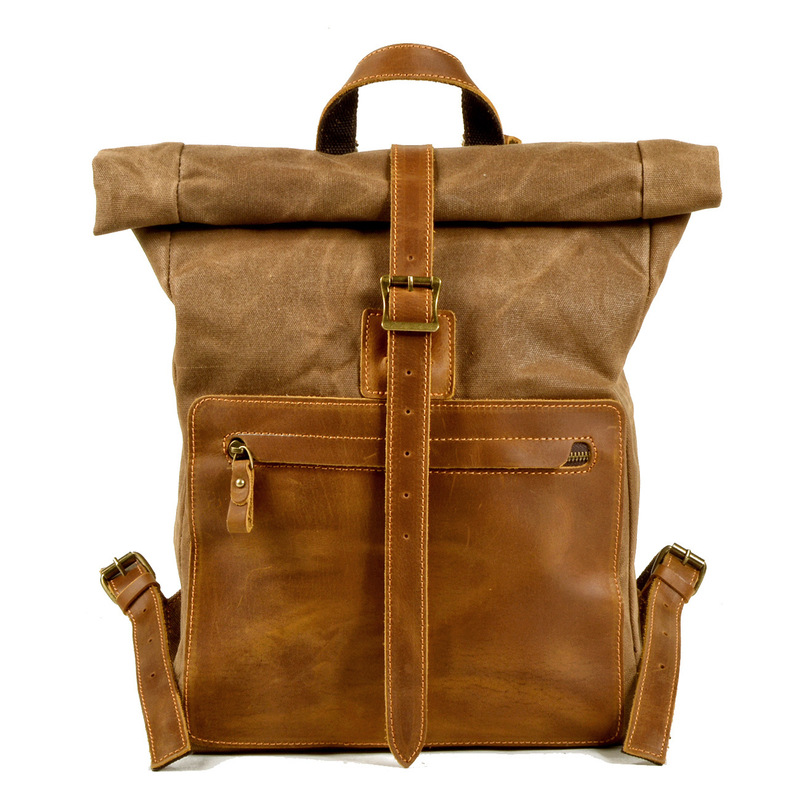 New model simple and retro wax - đánh giá và giá Canvas Backpack Casual