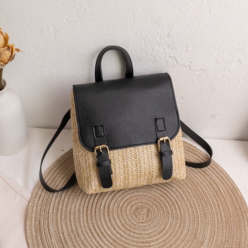 Versatile Bag PU Leather Straw - đánh giá và giá Leather Backpack Vintage