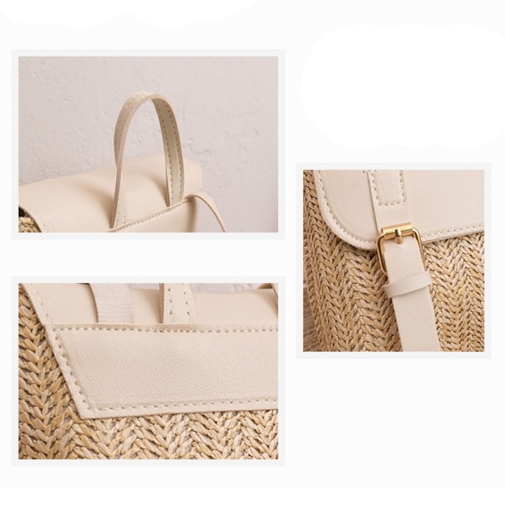Trend PU Leather Straw Backpac - đánh giá và giá Leather Backpack Vintage
