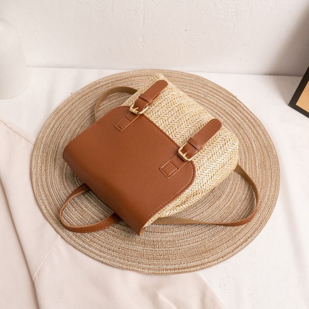 Trend PU Leather Straw Backpac - đánh giá và giá Leather Backpack Vintage