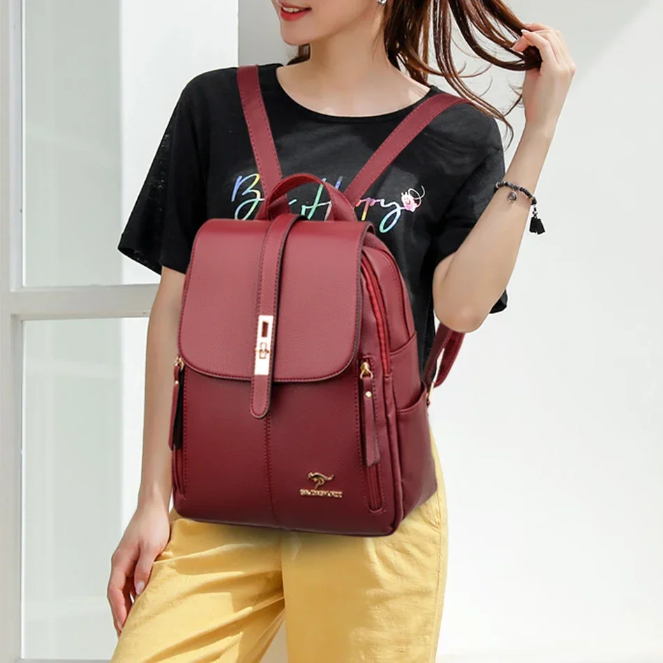 Women Leather Large Capacity B - đánh giá và giá Leather Backpack Vintage