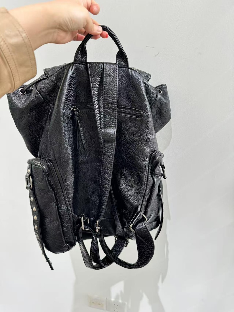 Gothic Punk PU Leather Shoulde - đánh giá và giá Leather Backpack Vintage